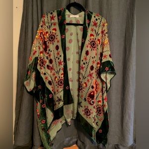 Urban Outfitters Cyra Velvet Kimono Burnout Ruana